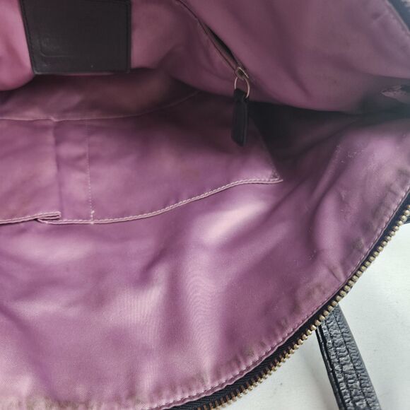 COACH Laura F18336 Large Logo Designer Black Leather Tote Shoulder Bag Purse - Picture 13 of 16